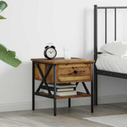 Berkfield Bedside Table Old Wood 40X42X45 Cm Engineered Wood - thumbnail 1