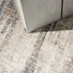 Ivory Grey Blue Abstract Pattern Bedroom & Living Room Rug -66 X 229Cm (Runner) - thumbnail 3