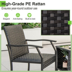 Costway 3 Pcs Patio Wicker Chair Set Outdoor Rattan Conversation Set W/ Padded Seat - thumbnail 6