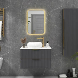 Royal Bathrooms Luton 500 X 700mm Brass Backlit Framed Led Illuminated Rectangular Bathroom Mirror With Touch Sensor & Anti-Fog - thumbnail 4