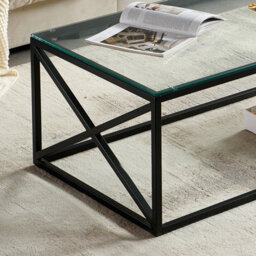The Furniture Market Monza Glass Coffee Table With Black Cross Frame - thumbnail 5