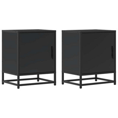 Berkfield Elegant Bedside Cabinets 2 Pcs Black 40X31X50 Cm Engineered Wood And Metal