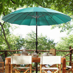 Beliani Market Garden Emerald Green Parasol 255Cm - Aluminium Frame, Crank Tilt - thumbnail 2