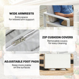 Outsunny Aluminium Garden Furniture Sofa Set With Olefin Cushions, White - thumbnail 8
