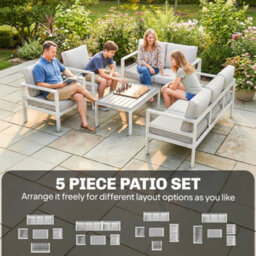 Outsunny Aluminium Garden Furniture Sofa Set With Olefin Cushions, White - thumbnail 9