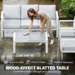 Outsunny Aluminium Garden Furniture Sofa Set With Olefin Cushions, White - thumbnail 7
