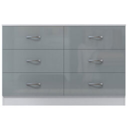 Harmin Grey High Gloss 6 Drawer Sideboard / Cupboard / Buffet Solo / Chest Of Drawers With Matt White Frame - thumbnail 5