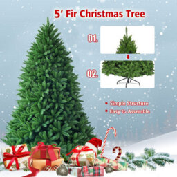 Costway 5Ft Premium Pvc Hinged Christmas Tree Artificial Christmas Tree Metal Stand - thumbnail 8