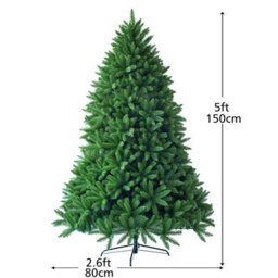 Costway 5Ft Premium Pvc Hinged Christmas Tree Artificial Christmas Tree Metal Stand - thumbnail 2