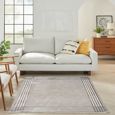 Rug Desire Dsr01 Grey Silver Bordered For Livingroom, Bedroom, Dinning Room,polyester - 119Cm X 180Cm (3.9 Ft. X 5.9 Ft.) - image 1
