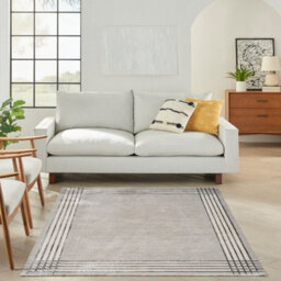 Rug Desire Dsr01 Grey Silver Bordered For Livingroom, Bedroom, Dinning Room,polyester - 119Cm X 180Cm (3.9 Ft. X 5.9 Ft.) - thumbnail 1