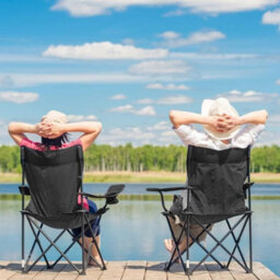 Vivo Pair Of Camping Chair Lightweight Folding Portable - Black - thumbnail 7