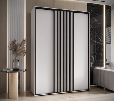 Arte Contemporary Sapporo Sliding Door Wardrobe 170Cm In White Matt: Chic Closet Organiser (H)2050mm (W)1700mm (D)600mm - image 1