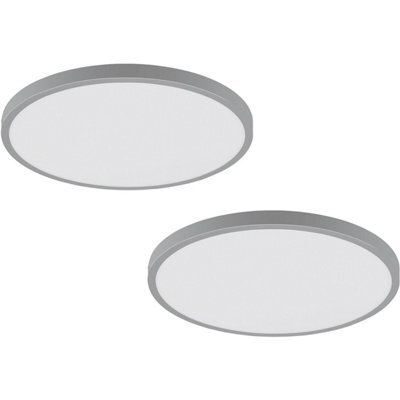2-Pack Silver 400mm Round Led Wall And Ceiling Light - 25W 4000K Modern Design - image 1