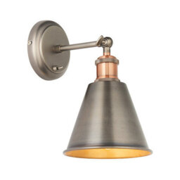 Luminosa Lighting Luminosa Hal Metal Wall Lamp Aged Pewter, Aged Copper Plate - thumbnail 2