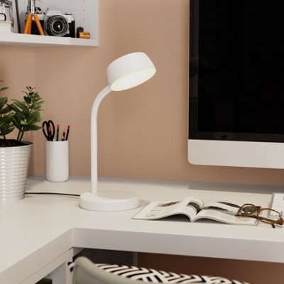 GoodHome Auklet Cylinder Matt White Integrated Led Table Lamp - image 1