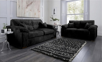 SquareBoxx Capri Jumbo Cord Fabric Sofa, 3+2 Black - image 1