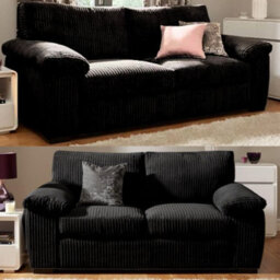 SquareBoxx Capri Jumbo Cord Fabric Sofa, 3+2 Black - thumbnail 2