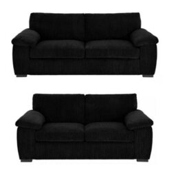 SquareBoxx Capri Jumbo Cord Fabric Sofa, 3+2 Black - thumbnail 3