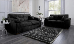 SquareBoxx Capri Jumbo Cord Fabric Sofa, 3+2 Black - thumbnail 1