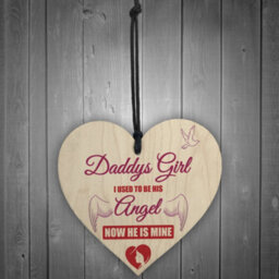 Red Ocean Memorial Daddy's Girl Father's Day Gift Angel Wood Heart Dad Grandad Sign Grave - thumbnail 2
