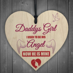 Red Ocean Memorial Daddy's Girl Father's Day Gift Angel Wood Heart Dad Grandad Sign Grave