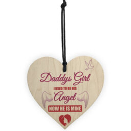 Red Ocean Memorial Daddy's Girl Father's Day Gift Angel Wood Heart Dad Grandad Sign Grave - thumbnail 5