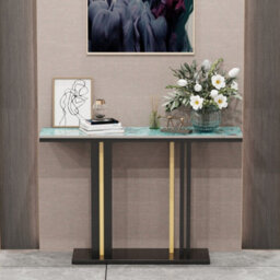 Fativo L118 X W30 X H78Cm Narrow Slim Console Table Sintered Stone Marble Hallway Entryway Porch Accent Table, Green - thumbnail 9