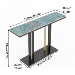 Fativo L118 X W30 X H78Cm Narrow Slim Console Table Sintered Stone Marble Hallway Entryway Porch Accent Table, Green - thumbnail 2