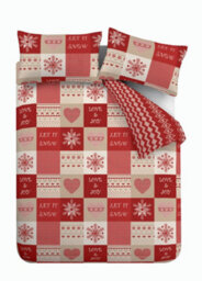 Catherine Lansfield Bedding Christmas Bedding Let It Snow Christmas Duvet Cover Set with Pillowcases Red - thumbnail 2
