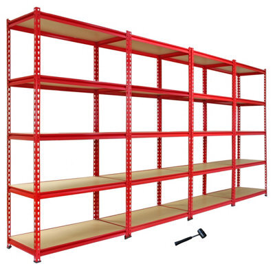 MonsterShop Pack Of 4 Garage Shelving Unit - 5 Tier Heavy Duty Rack For Storage Steel Utility Shelves - image 1