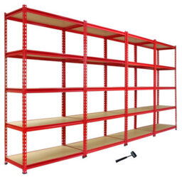 MonsterShop Pack Of 4 Garage Shelving Unit - 5 Tier Heavy Duty Rack For Storage Steel Utility Shelves