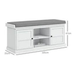 White Shoe Storage Bench Cushioned Entryway Hallway Cabinet - thumbnail 2