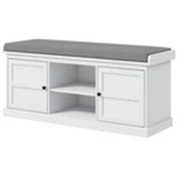 White Shoe Storage Bench Cushioned Entryway Hallway Cabinet - thumbnail 4