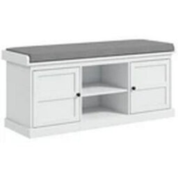 White Shoe Storage Bench Cushioned Entryway Hallway Cabinet