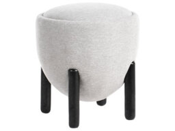 Wyld And Coco Greylux Compact Round Pouffe With Rubberwood Legs Upholstered Footstool W47 X D47 X H48Cm - thumbnail 3