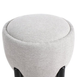 Wyld And Coco Greylux Compact Round Pouffe With Rubberwood Legs Upholstered Footstool W47 X D47 X H48Cm - thumbnail 5