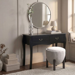 Wyld And Coco Greylux Compact Round Pouffe With Rubberwood Legs Upholstered Footstool W47 X D47 X H48Cm - thumbnail 2