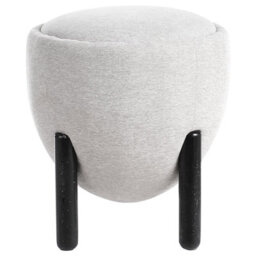 Wyld And Coco Greylux Compact Round Pouffe With Rubberwood Legs Upholstered Footstool W47 X D47 X H48Cm - thumbnail 1