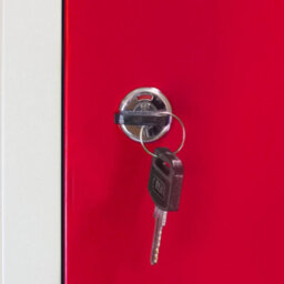 Metal Lockers 3 Doors Steel Flatpack Storage Lockable Gym School Red - thumbnail 4