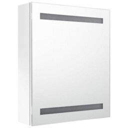 Berkfield Stylish Led Bathroom Mirror Cabinet Shining White 50X14X60 Cm - thumbnail 3