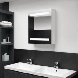Berkfield Stylish Led Bathroom Mirror Cabinet Shining White 50X14X60 Cm - thumbnail 2