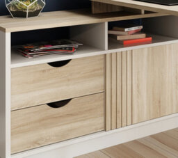 Teknik Bridge Desk Sonoma Oak Effect Finish And White Accents And Can Be Assembled Left Or Right - thumbnail 3
