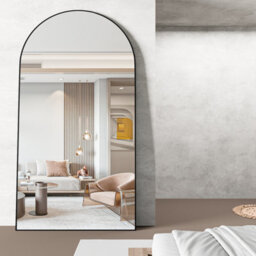 Cassilando Sleek Black Full Length Mirror 198Cm X 96Cm Arch Design Standing Or Leaning For Bedroom Entry - thumbnail 2