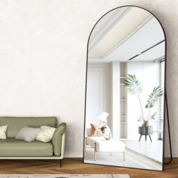 Cassilando Sleek Black Full Length Mirror 198Cm X 96Cm Arch Design Standing Or Leaning For Bedroom Entry - thumbnail 5