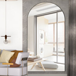Cassilando Sleek Black Full Length Mirror 198Cm X 96Cm Arch Design Standing Or Leaning For Bedroom Entry - thumbnail 3