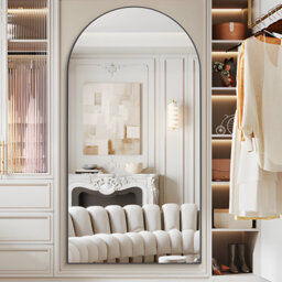 Cassilando Sleek Black Full Length Mirror 198Cm X 96Cm Arch Design Standing Or Leaning For Bedroom Entry - thumbnail 6