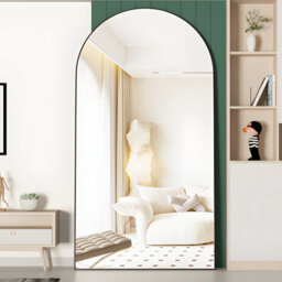 Cassilando Sleek Black Full Length Mirror 198Cm X 96Cm Arch Design Standing Or Leaning For Bedroom Entry - thumbnail 4
