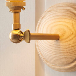 Luminosa Lighting Luminosa Wood Wing Ash Wood Wall Light With Pearl Grey Fabric Leaf Shade 16Cm B22 - thumbnail 5