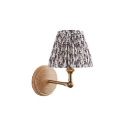 Luminosa Lighting Luminosa Wood Wing Ash Wood Wall Light With Pearl Grey Fabric Leaf Shade 16Cm B22 - thumbnail 7